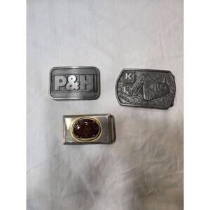 Vintage P&H Komatsu Belt Buckles Industrial Heavy Equipment Collectible